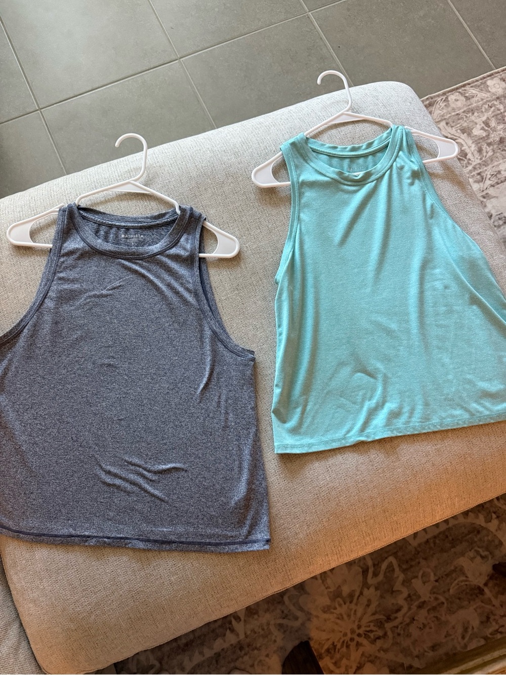 Athleta Women's Sleeveless Tank Tops - (2) Teal and Heather Gray